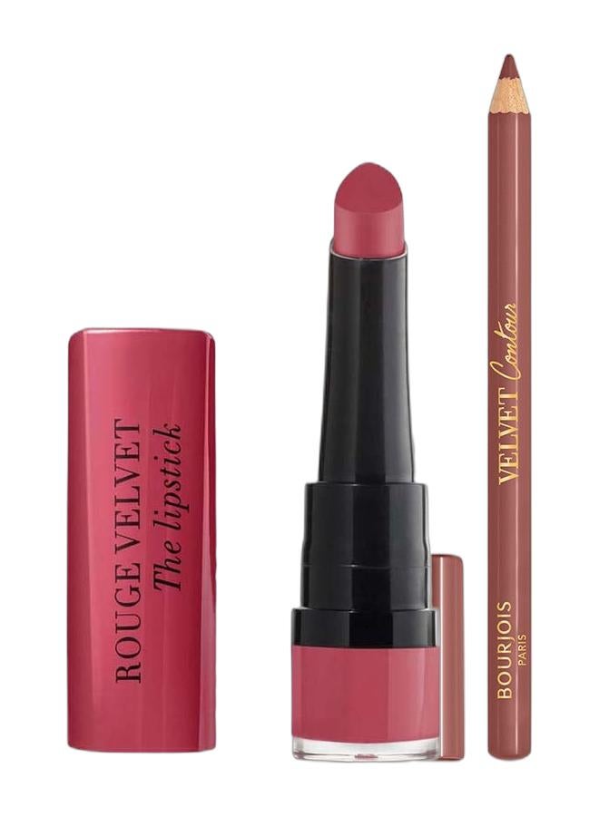 BOURJOIS PARIS Rouge Velvet The Lipstick 2.4 g 03 Hyppink Chic & Levres Contour Edition Lip Pencil 1.14 g 11 Funky Brown Bundle - Image 1
